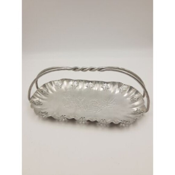 Vintage Farber & Shelvin Aluminum Hand Wrought Floral Art Deco Bread Tray handle - Picture 1 of 10